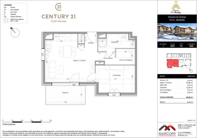 Appartement T1 à vendre - 2 pièces - 48.28 m2 - MORZINE - 74 - RHONE-ALPES - Century 21 Call Home