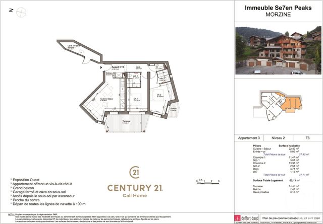 Afficher la photo en grand Appartement T3 à vendre - 3 pièces - 65.13 m2 - MORZINE - 74 - RHONE-ALPES - Century 21 Call Home