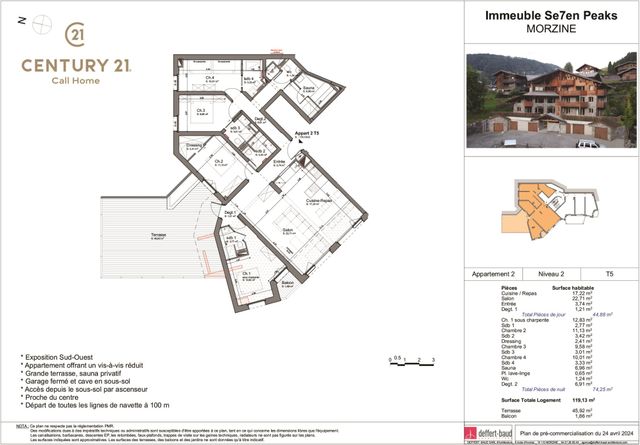 Afficher la photo en grand Appartement T5 à vendre - 5 pièces - 118.19 m2 - MORZINE - 74 - RHONE-ALPES - Century 21 Call Home